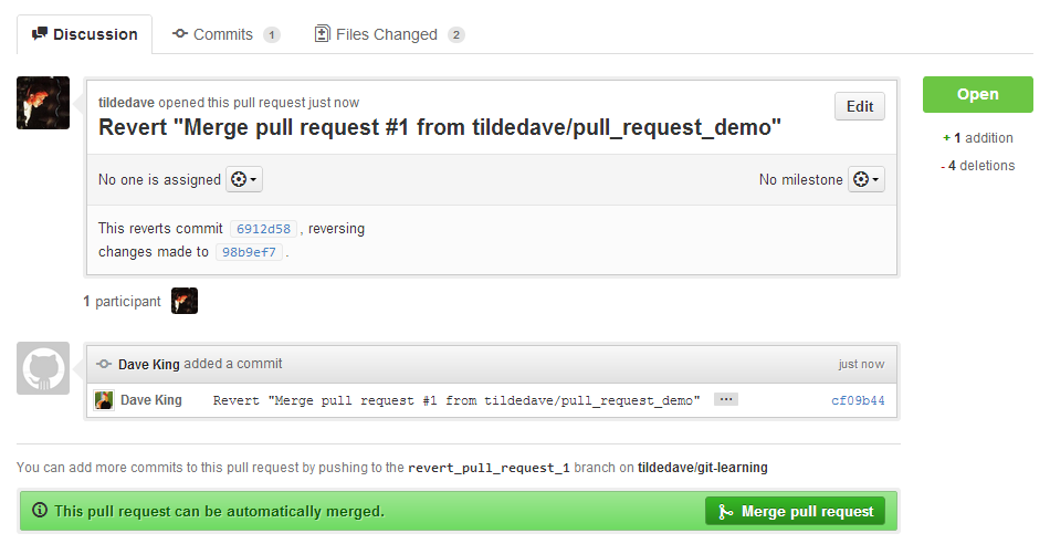 github revert to previous commit